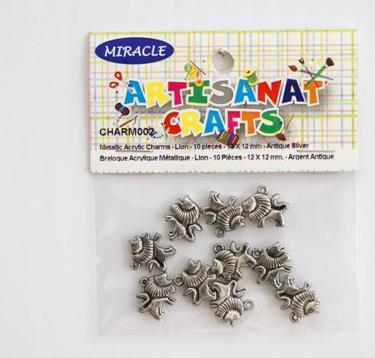 Charms, 12 X 12 Mm, 10 Pieces, Argent Antique