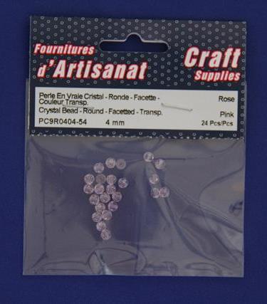 Crystal Bead - Round - Facetted - Opaque, 4 Mm, 24 Pcs, Pink